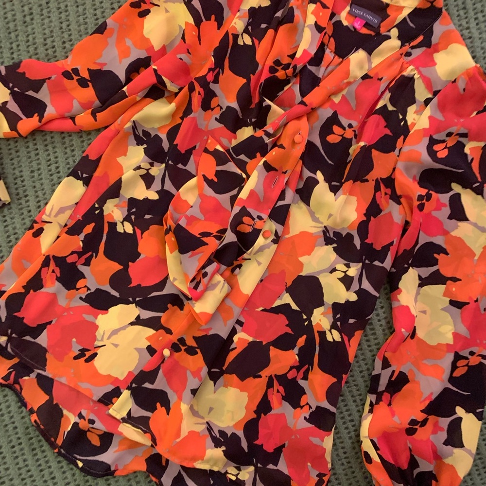 Vince Camuto Orange Print Blouse